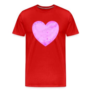 rosa Herz - Männer Premium Bio T-Shirt - Rot - Vorne - Damien (186cm)