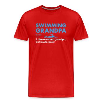 Sport Grandpa Swimming - Männer Premium Bio T-Shirt - Rot - Vorne - Damien (186cm)