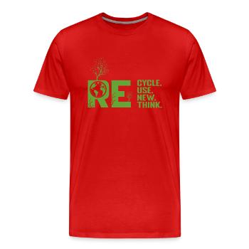 ReCycle ReUse ReNew ReThink - Men's Premium Organic T-Shirt - red - Front - Damien (186cm)