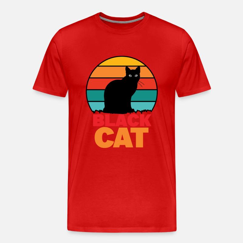 Schwarze Katze - Männer Premium Bio T-Shirt - Rot
