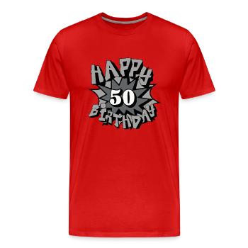 50.Geburtstag,50 Jahre,Airbrush, Happy Birthday(25 - Männer Premium Bio T-Shirt - Rot - Vorne - Damien (186cm)
