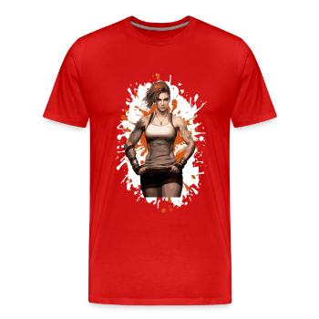Fitness Femme Muscles Femme Bodybuilder - T-shirt bio Premium Homme - rouge - Devant - Damien (186cm)