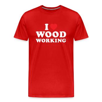 Menuisier J’adore le travail du bois - T-shirt bio Premium Homme - rouge - Devant - Damien (186cm)