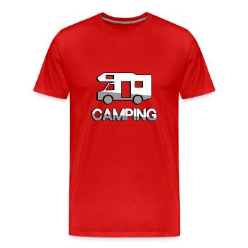 CAMPING + Wohnwagen - Camping - Männer Premium Bio T-Shirt - Rot - Vorne - Damien (186cm)