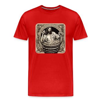 Jesus badet im Bier - Männer Premium Bio T-Shirt - Rot - Vorne - Damien (186cm)