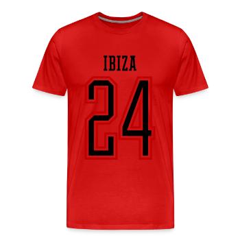 Ibiza 24 Jours fériés 2024 - T-shirt bio Premium Homme - rouge - Devant - Damien (186cm)