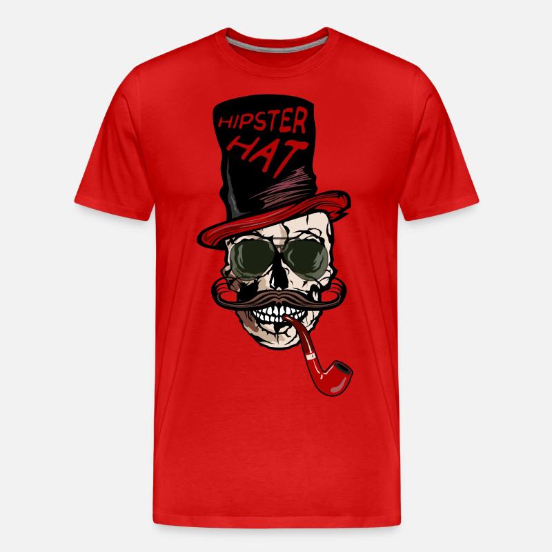 Kopf des Todeshippie-Hutschnurrbart-Kranzitats - Männer Premium Bio T-Shirt - Rot