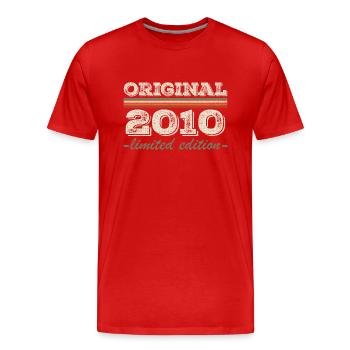 Légende depuis 2010 Né en 2010 Anniversaire 2010 - T-shirt bio Premium Homme - rouge - Devant - Damien (186cm)