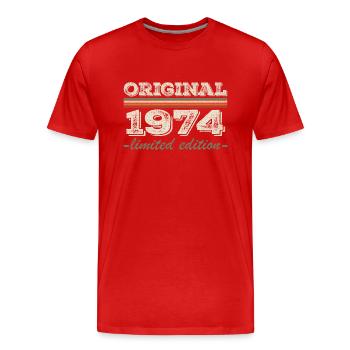 Légende depuis 1974 Né en 1974 Anniversaire 1974 - T-shirt bio Premium Homme - rouge - Devant - Damien (186cm)
