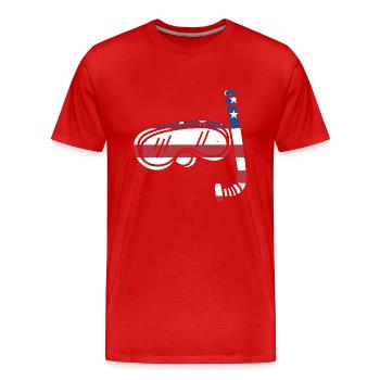 Snorkeler Drapeau Us Snorkeling - T-shirt bio Premium Homme - rouge - Devant - Damien (186cm)