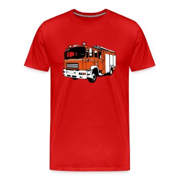 Feuerwehr / TLF / Feuerwehrauto (3-farbig) - Männer Premium Bio T-Shirt - Rot - Vorne - Damien (186cm)