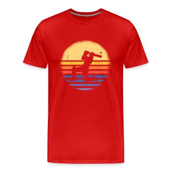 Sport Retro Sunset Cricket - Männer Premium Bio T-Shirt - Rot - Vorne - Damien (186cm)