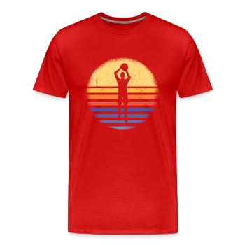 Sport Retro Sunset Korfball - Men's Premium Organic T-Shirt - red - Front - Damien (186cm)