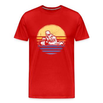Sport Retro Sunset Go Kart - Männer Premium Bio T-Shirt - Rot - Vorne - Damien (186cm)