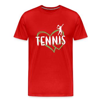 Sport Heart Tennis - Männer Premium Bio T-Shirt - Rot - Vorne - Damien (186cm)