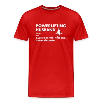 Sport Husband Powerlifting - Men's Premium Organic T-Shirt - red - Front - Damien (186cm)