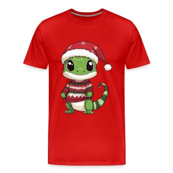 Echse Weihnachten Comic - Männer Premium Bio T-Shirt - Rot - Vorne - Damien (186cm)