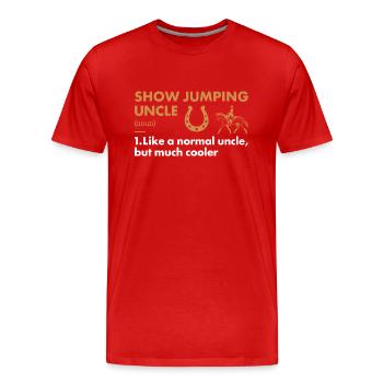 Jumper Oncle Définition Saut d’obstacles - T-shirt bio Premium Homme - rouge - Devant - Damien (186cm)