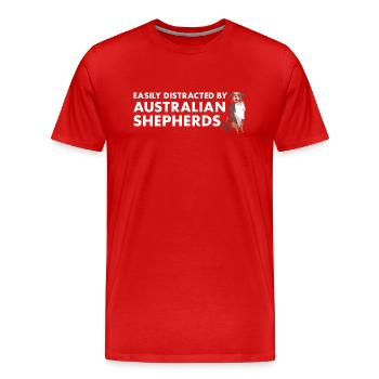 Chien facilement distrait par l’Aussie - T-shirt bio Premium Homme - rouge - Devant - Damien (186cm)
