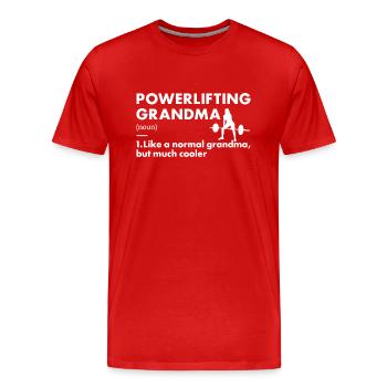 Sport Grandma Powerlifting - Men's Premium Organic T-Shirt - red - Front - Damien (186cm)