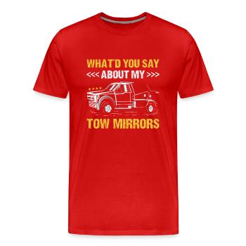Que diriez-vous de My Tow Mirrors Tow Trucker - T-shirt bio Premium Homme - rouge - Devant - Damien (186cm)