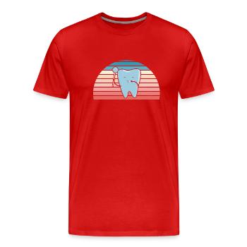 Hygienist Retro Sunset Dental Assistant - Männer Premium Bio T-Shirt - Rot - Vorne - Damien (186cm)