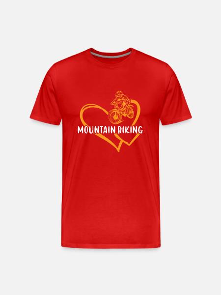 Biker Heart Mountain Biking - Men's Premium Organic T-Shirt - red