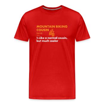 Biker Cousin Definition Mountain Biking - Men's Premium Organic T-Shirt - red - Front - Damien (186cm)