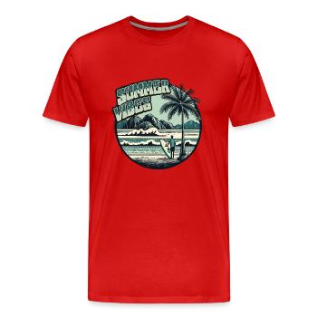 Retro Surfer Sommer Palmen Strand Sonne Urlaub - Männer Premium Bio T-Shirt - Rot - Vorne - Damien (186cm)