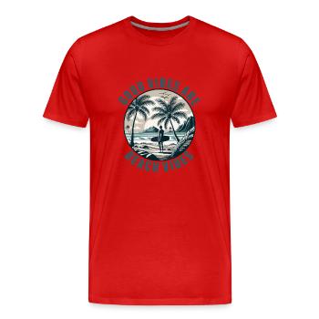 Surfen Surfer Sommer Palmen Strand Sonne Urlaub - Männer Premium Bio T-Shirt - Rot - Vorne - Damien (186cm)