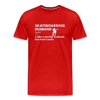 Sport Husband Skateboarding - Men's Premium Organic T-Shirt - red - Front - Damien (186cm)