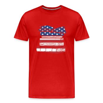 Reader Us Flag Reading - Men's Premium Organic T-Shirt - red - Front - Damien (186cm)