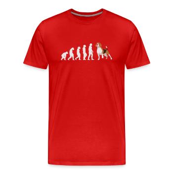 Evolution Beagle - Männer Premium Bio T-Shirt - Rot - Vorne - Damien (186cm)