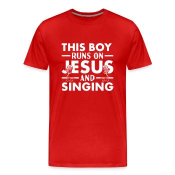 Singer This Boy Runs On Jesus And Singing - Männer Premium Bio T-Shirt - Rot - Vorne - Damien (186cm)