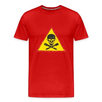SKULL WAR HELMET GRENADE GERMAN - Men's Premium Organic T-Shirt - red - Front - Damien (186cm)