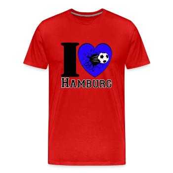 Hambourg , Tradition , Football Heart ,Hambourg (25) - T-shirt bio Premium Homme - rouge - Devant - Damien (186cm)