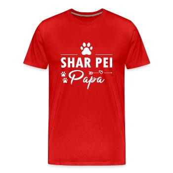 Shar Pei Papa - Männer Premium Bio T-Shirt - Rot - Vorne - Damien (186cm)