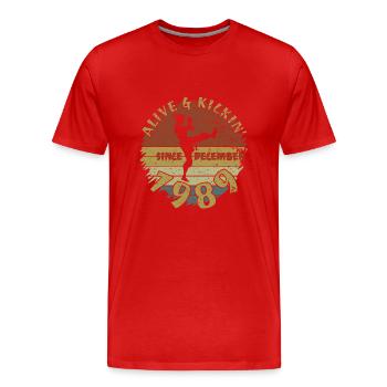35. Anniversaire Vivant et dynamique depuis 12/1989 - T-shirt bio Premium Homme - rouge - Devant - Damien (186cm)