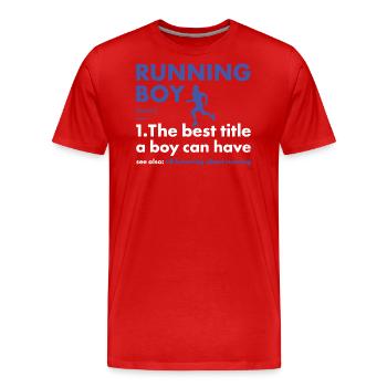 Sport Boy Running - Men's Premium Organic T-Shirt - red - Front - Damien (186cm)