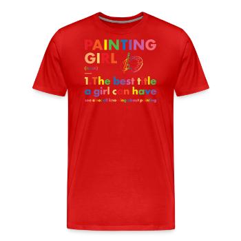 Peinture de définition de fille de peintre - T-shirt bio Premium Homme - rouge - Devant - Damien (186cm)