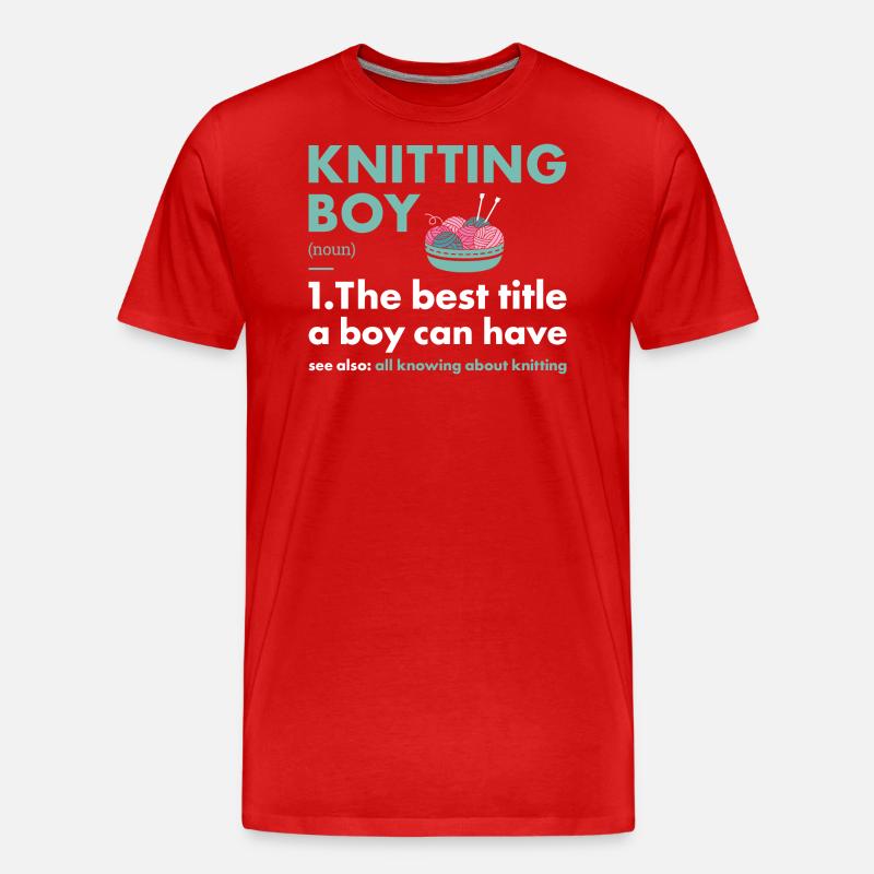 Knitter Boy Definition Knitting - Männer Premium Bio T-Shirt - Rot