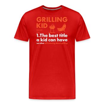 Griller Kid Definition Grilling - Men's Premium Organic T-Shirt - red - Front - Damien (186cm)