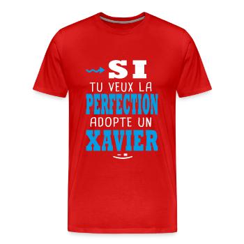 Xavier Si tu veux la perfection adopte un xavier. - T-shirt bio Premium Homme - rouge - Devant - Damien (186cm)