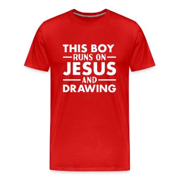 Tiroir Ce Garçon Fonctionne Sur Jésus Dessin - T-shirt bio Premium Homme - rouge - Devant - Damien (186cm)