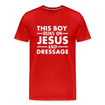 Cavalier Ce garçon court sur Jésus Dressage - T-shirt bio Premium Homme - rouge - Devant - Damien (186cm)