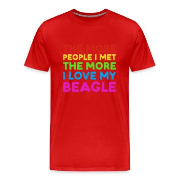 Plus de gens que j’ai rencontrés plus j’aime Beagle - T-shirt bio Premium Homme - rouge - Devant - Damien (186cm)