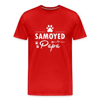 Samoyed Papa - Männer Premium Bio T-Shirt - Rot - Vorne - Damien (186cm)