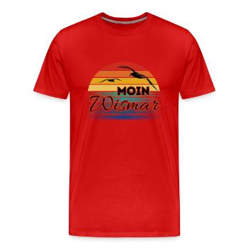 Moin Wismar avec mouette dans un style rétro - T-shirt bio Premium Homme - rouge - Devant - Damien (186cm)