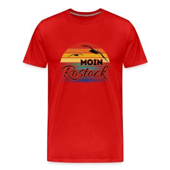 Moin Rostock avec mouette dans un style rétro - T-shirt bio Premium Homme - rouge - Devant - Damien (186cm)