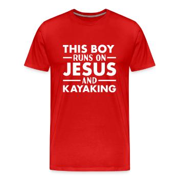 Kayakiste Ce garçon court sur Jésus Kayak - T-shirt bio Premium Homme - rouge - Devant - Damien (186cm)